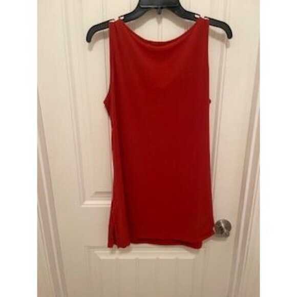 Susan Graver Red Sleeveless Draped Neck‎ Top M LIQUID KNIT Polyester & Spandex - Picture 3 of 14